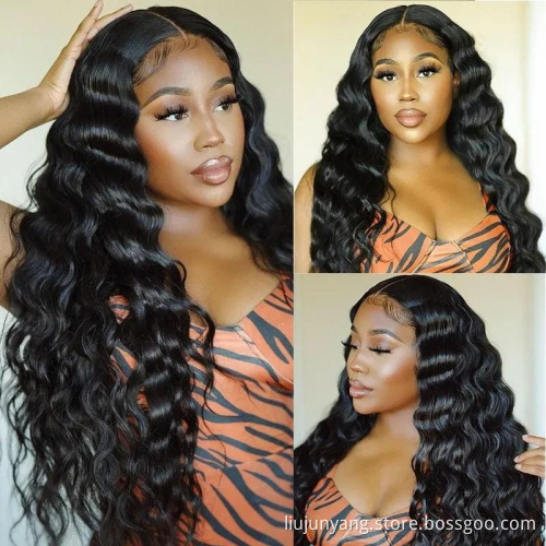 13X4 Crimps Curls Loose Deep Wave Lace Front Wigs 100% Virgin Human Hair Wigs